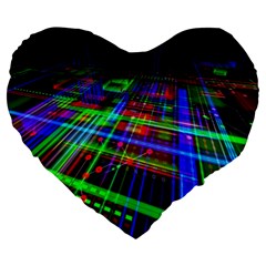 Electronics Board Computer Trace Large 19  Premium Flano Heart Shape Cushions by Sapixe