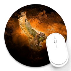 Art Creative Graphic Arts Owl Round Mousepads by Sapixe