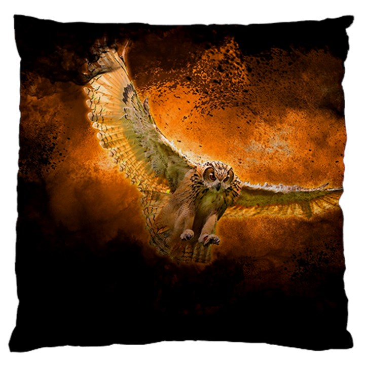 Art Creative Graphic Arts Owl Large Cushion Case (One Side)