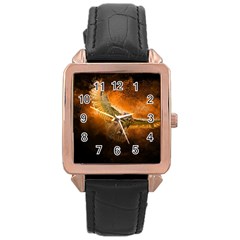 Art Creative Graphic Arts Owl Rose Gold Leather Watch  by Sapixe