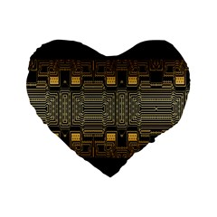 Board Digitization Circuits Standard 16  Premium Heart Shape Cushions by Sapixe