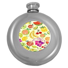 Seamless Pattern Desktop Decoration Round Hip Flask (5 oz)