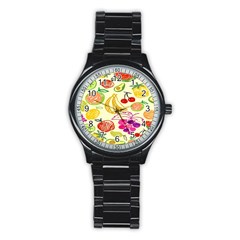 Seamless Pattern Desktop Decoration Stainless Steel Round Watch by Sapixe