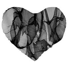 Abstract Black And White Background Large 19  Premium Flano Heart Shape Cushions by Sapixe