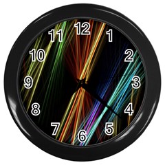 Lines Rays Background Light Wall Clocks (Black)