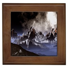 Mountains Moon Earth Space Framed Tiles by Sapixe