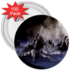 Mountains Moon Earth Space 3  Buttons (100 Pack)  by Sapixe