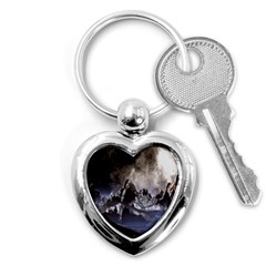 Mountains Moon Earth Space Key Chains (heart)  by Sapixe