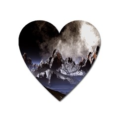 Mountains Moon Earth Space Heart Magnet by Sapixe