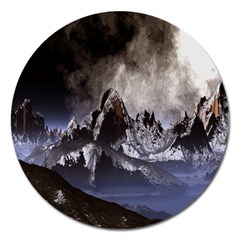 Mountains Moon Earth Space Magnet 5  (round) by Sapixe