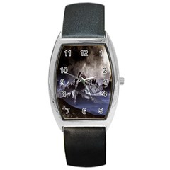 Mountains Moon Earth Space Barrel Style Metal Watch by Sapixe