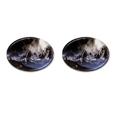 Mountains Moon Earth Space Cufflinks (oval)