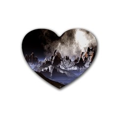 Mountains Moon Earth Space Rubber Coaster (heart) 