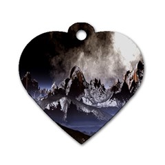 Mountains Moon Earth Space Dog Tag Heart (two Sides) by Sapixe