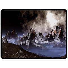 Mountains Moon Earth Space Fleece Blanket (large)  by Sapixe