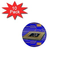 Processor Cpu Board Circuits 1  Mini Buttons (10 Pack) 