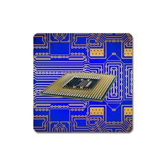 Processor Cpu Board Circuits Square Magnet by Sapixe