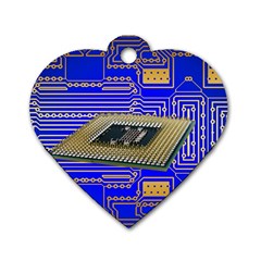 Processor Cpu Board Circuits Dog Tag Heart (one Side) by Sapixe