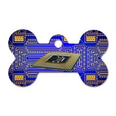 Processor Cpu Board Circuits Dog Tag Bone (one Side) by Sapixe