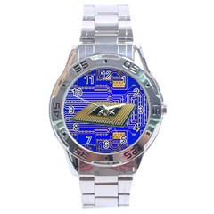 Processor Cpu Board Circuits Stainless Steel Analogue Watch by Sapixe