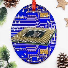 Processor Cpu Board Circuits Ornament (oval Filigree) by Sapixe