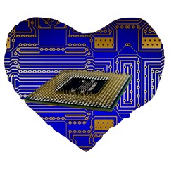 Processor Cpu Board Circuits Large 19  Premium Heart Shape Cushions by Sapixe