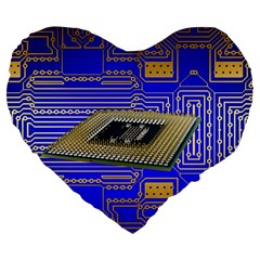 Processor Cpu Board Circuits Large 19  Premium Flano Heart Shape Cushions by Sapixe