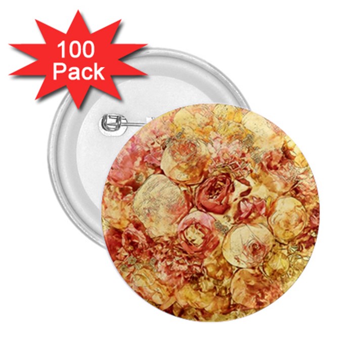 Vintage Digital Graphics Flower 2.25  Buttons (100 pack) 