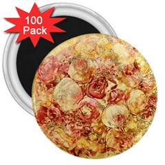 Vintage Digital Graphics Flower 3  Magnets (100 Pack) by Sapixe