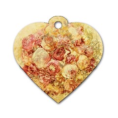 Vintage Digital Graphics Flower Dog Tag Heart (two Sides) by Sapixe