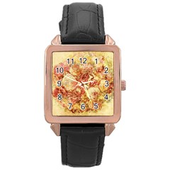 Vintage Digital Graphics Flower Rose Gold Leather Watch  by Sapixe