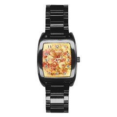 Vintage Digital Graphics Flower Stainless Steel Barrel Watch by Sapixe