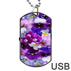 Graphic Background Pansy Easter Dog Tag Usb Flash (two Sides) by Sapixe