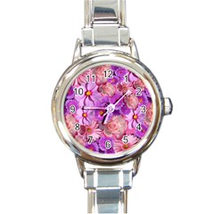 Flowers Blossom Bloom Nature Color Round Italian Charm Watch by Sapixe