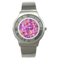 Flowers Blossom Bloom Nature Color Stainless Steel Watch by Sapixe