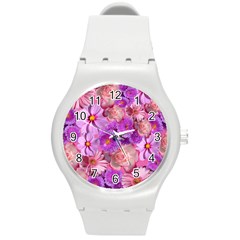 Flowers Blossom Bloom Nature Color Round Plastic Sport Watch (m) by Sapixe