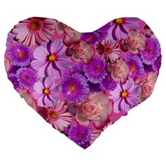 Flowers Blossom Bloom Nature Color Large 19  Premium Heart Shape Cushions by Sapixe