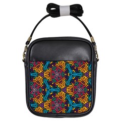 Grubby Colors Kaleidoscope Pattern Girls Sling Bags by Sapixe