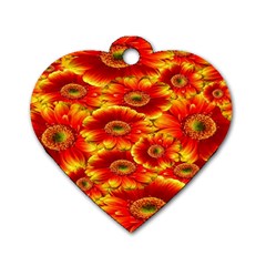 Gerbera Flowers Nature Plant Dog Tag Heart (one Side) by Sapixe