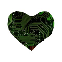 Board Computer Chip Data Processing Standard 16  Premium Flano Heart Shape Cushions by Sapixe