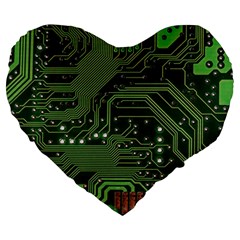 Board Computer Chip Data Processing Large 19  Premium Flano Heart Shape Cushions by Sapixe