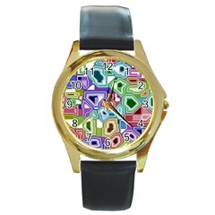 Board Interfaces Digital Global Round Gold Metal Watch by Sapixe