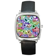 Board Interfaces Digital Global Square Metal Watch by Sapixe