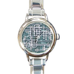 Board Circuit Control Center Round Italian Charm Watch