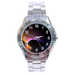 Star Graphic Rays Movement Pattern Stainless Steel Analogue Watch by Sapixe