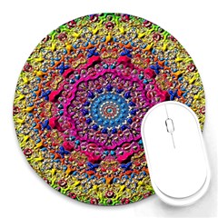 Background Fractals Surreal Design Round Mousepads by Sapixe