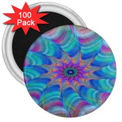 Fractal Curve Decor Twist Twirl 3  Magnets (100 Pack)