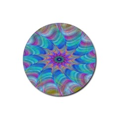 Fractal Curve Decor Twist Twirl Rubber Coaster (round)  by Sapixe