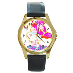 Oopsi Round Gold Metal Watch by psychodeliciashop