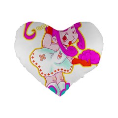 Oopsi Standard 16  Premium Flano Heart Shape Cushions by psychodeliciashop